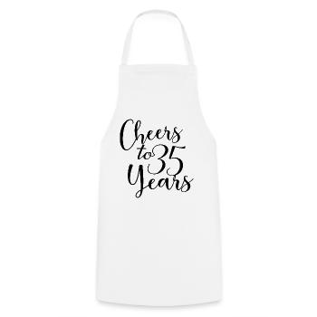 35e anniversaire Hommes Femmes Anniversaire 35 ans - Tablier de cuisine - blanc - Devant - AI Model Male 185 dark (185cm)