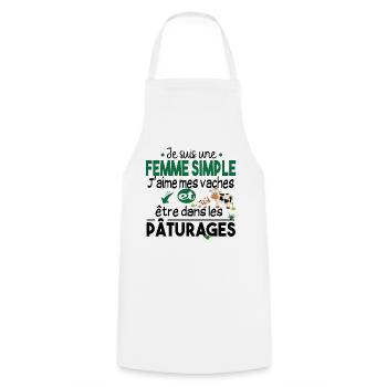 Vache Veau Animal Cadeau Femme Pâturage Fermière - Tablier de cuisine - blanc - Devant - AI Model Male 185 dark (185cm)