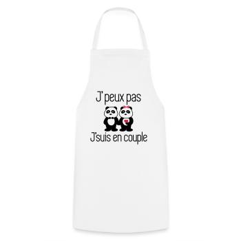 J'peux pas j'suis une couple - Tablier de cuisine - blanc - Devant - AI Model Male 185 dark (185cm)