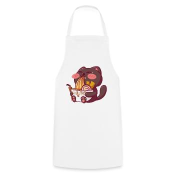 Kawaii Cat mange ramen Neko Japan Fan Anime Otaku - Tablier de cuisine - blanc - Devant - AI Model Male 185 dark (185cm)