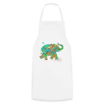 elephant e 4 - Cooking Apron - white - Front - AI Model Male 185 dark (185cm)