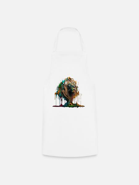 Regenbogen Löwe | Rainbow Lion | AI generated Art - Kochschürze - Weiß