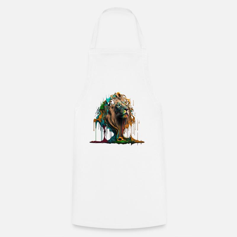 Rainbow Lion | Rainbow Lion | AI generated Art - Cooking Apron - white