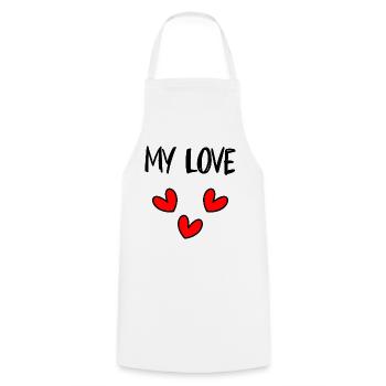 LOVE. I LOVE YOU. VALENTINE'S DAY. BACHELORETTE PARTY. I LOVE YOU. - Cooking Apron - white - Front - AI Model Male 185 dark (185cm)