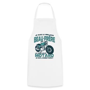 Le meilleur motard et le meilleur beau-frère - Tablier de cuisine - blanc - Devant - AI Model Male 185 dark (185cm)