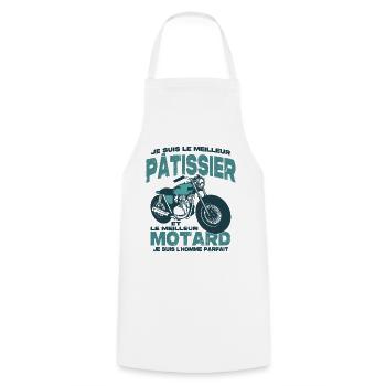 Le meilleur motard et le meilleur pâtissier - Tablier de cuisine - blanc - Devant - AI Model Male 185 dark (185cm)
