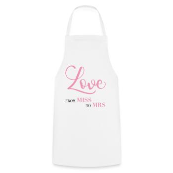 JGA From Miss to Mrs Bachelorette Party Bride - Cooking Apron - white - Front - AI Model Male 185 dark (185cm)