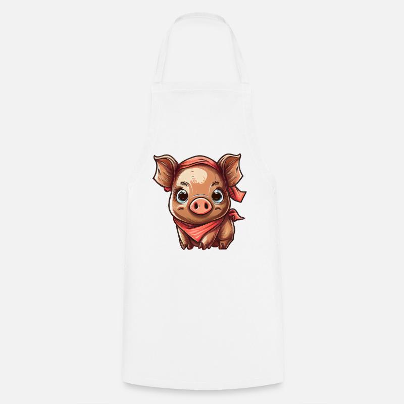 Pig with bandana - Cooking Apron - white