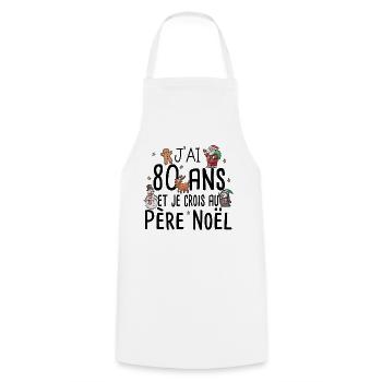 80 Ans Anniversaire Cadeau Père Noël Humour - Tablier de cuisine - blanc - Devant - AI Model Male 185 dark (185cm)