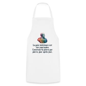 T-shirts Stoïcisme : L'inspiration à portée de soi - Tablier de cuisine - blanc - Devant - AI Model Male 185 dark (185cm)
