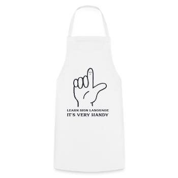 Learn Sign Language It's Very Handy - Cooking Apron - white - Front - AI Model Male 185 dark (185cm)