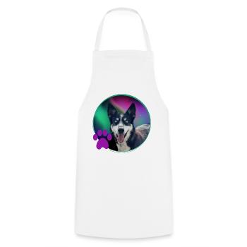 Logo Ayla avec patte et aurores boréales - Tablier de cuisine - blanc - Devant - AI Model Male 185 dark (185cm)