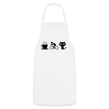Kaffee. Katzen. Radfahren - Kochschürze - Weiß - Vorne - AI Model Male 185 dark (185cm)