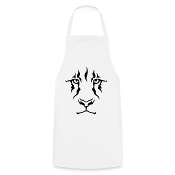 Le Regard du lion (monochrome) - Tablier de cuisine - blanc - Devant - AI Model Male 185 dark (185cm)