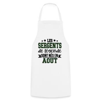 Sergent Militaire Armée Août Anniversaire Cadeau - Tablier de cuisine - blanc - Devant - AI Model Male 185 dark (185cm)