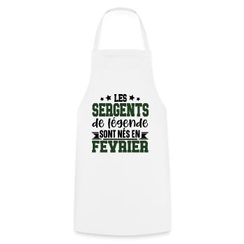 Sergent Militaire Armée Février Anniversaire - Tablier de cuisine - blanc - Devant - AI Model Male 185 dark (185cm)