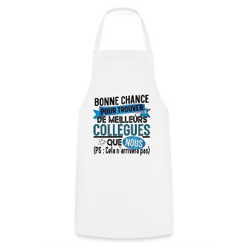 Collègue Bonne chance Cadeau Humour Retraite - Tablier de cuisine - blanc - Devant - AI Model Male 185 dark (185cm)
