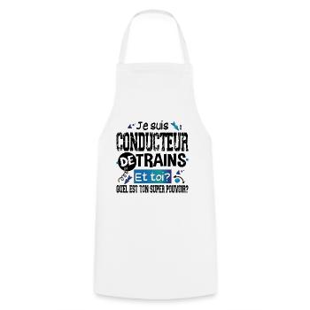 Conducteur de Trains Cadeau Homme Humour Métier - Tablier de cuisine - blanc - Devant - AI Model Male 185 dark (185cm)