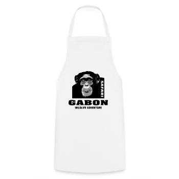 Gabon - Chimpanzees - Cooking Apron - white - Front - AI Model Male 185 dark (185cm)