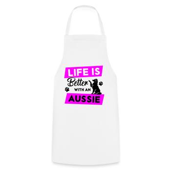 La vie est meilleure avec un Australien - Vector Design - Tablier de cuisine - blanc - Devant - AI Model Male 185 dark (185cm)