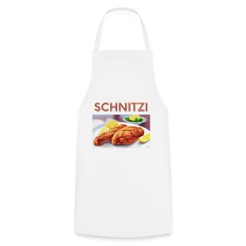 Schnitzi - Kochschürze - Weiß - Vorne - AI Model Male 185 dark (185cm)