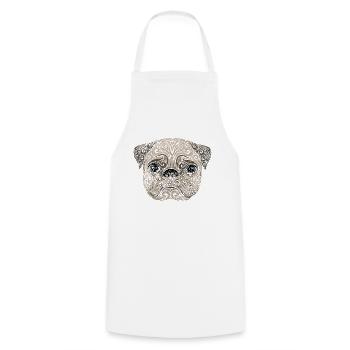 Swirly Pug (color) - Cooking Apron - white - Front - AI Model Male 185 dark (185cm)