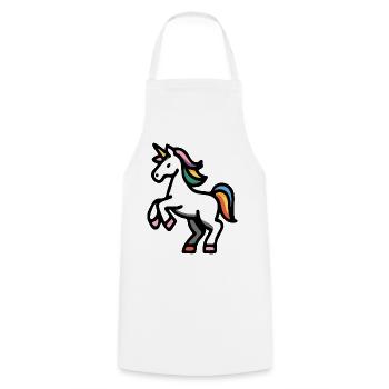 Minimal Rainbow Unicorn – Simple Fantasy Horse Art - Cooking Apron - white - Front - AI Model Male 185 dark (185cm)