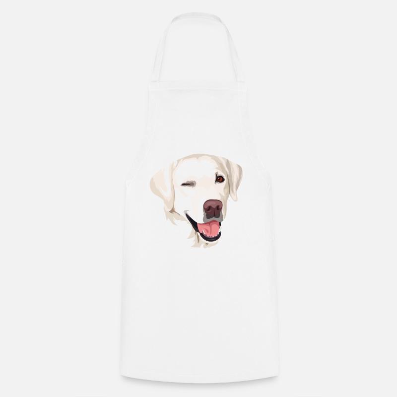 Tête beige labrador - Tablier de cuisine - blanc