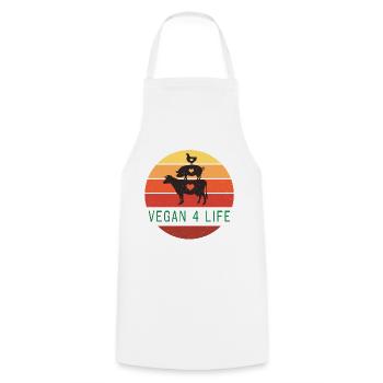 Vegan Vegan Vegan Colorful - Cooking Apron - white - Front - AI Model Male 185 dark (185cm)