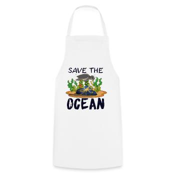 Save the Sea, Save the Ocean, Seabed - Cooking Apron - white - Front - AI Model Male 185 dark (185cm)
