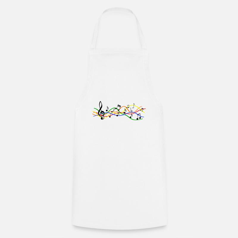 Musical sheet music notes pattern. Music - Cooking Apron - white