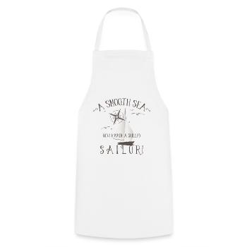 A Smooth Sea - gift sailing boat - by silberbluth - Cooking Apron - white - Front - AI Model Male 185 dark (185cm)