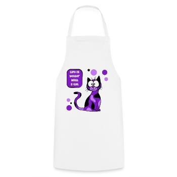 La vie est meilleure avec un chat ! - Tablier de cuisine - blanc - Devant - AI Model Male 185 dark (185cm)