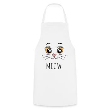 Meow Katze Augen Gelb - Kochschürze - Weiß - Vorne - AI Model Male 185 dark (185cm)
