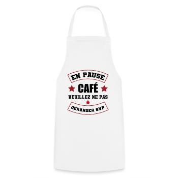 cadeau marrant pause café | tasse de café - Tablier de cuisine - blanc - Devant - AI Model Male 185 dark (185cm)