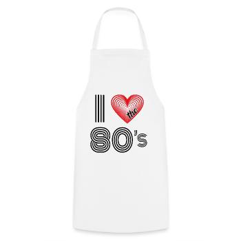 I Love the 80s Retro Karneval 80er Mottoparty - Kochschürze - Weiß - Vorne - AI Model Male 185 dark (185cm)