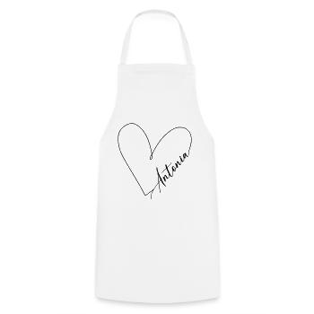 Antonia Name Heart Line - Cooking Apron - white - Front - AI Model Male 185 dark (185cm)