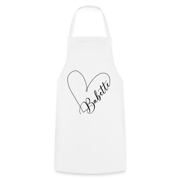 Babette Name Heart Line - Cooking Apron - white - Front - AI Model Male 185 dark (185cm)