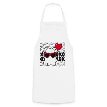 Saint-Valentin xoxo xoxo câlins embrasses amour dans l’amour - Tablier de cuisine - blanc - Devant - AI Model Male 185 dark (185cm)