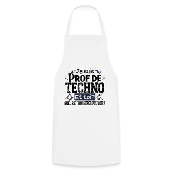 Techno Prof Professeur Métier Collège Lycée - Tablier de cuisine - blanc - Devant - AI Model Male 185 dark (185cm)