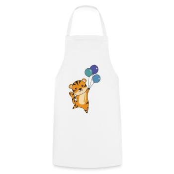 Tigre vole avec des ballons de doux animaux pour les enfants - Tablier de cuisine - blanc - Devant - AI Model Male 185 dark (185cm)