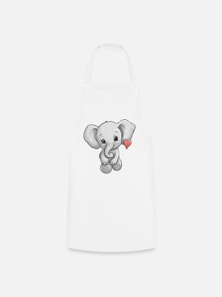 Elefant mit Herz - Kochschürze - Weiß