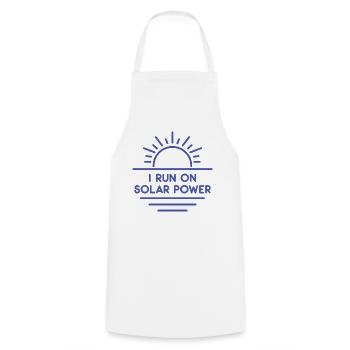 I run on Solar Power - Cooking Apron - white - Front - AI Model Male 185 dark (185cm)