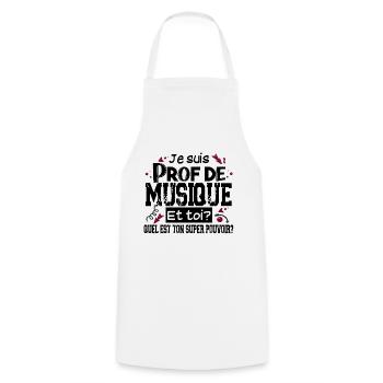 Prof Professeur Musique Métier Collège Lycée - Tablier de cuisine - blanc - Devant - AI Model Male 185 dark (185cm)