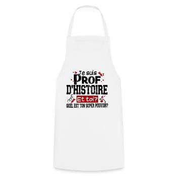 Prof Professeur Histoire Métier Collège Lycée - Tablier de cuisine - blanc - Devant - AI Model Male 185 dark (185cm)