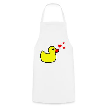 Canard grinçant Jaune Saint-Valentin - Tablier de cuisine - blanc - Devant - AI Model Male 185 dark (185cm)