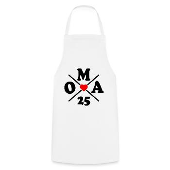Oma 2025 - Kochschürze - Weiß - Vorne - AI Model Male 185 dark (185cm)