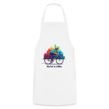 My Car is a Bike - Cooking Apron - white - Front - AI Model Male 185 dark (185cm)
