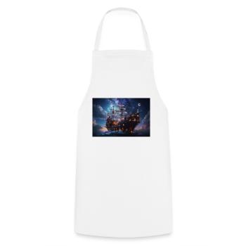 Beau voilier la nuit - Tablier de cuisine - blanc - Devant - AI Model Male 185 dark (185cm)