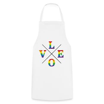 Love Regenbogenfarben, LGBT, CSD, Gay - Kochschürze - Weiß - Vorne - AI Model Male 185 dark (185cm)